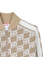 Felpa per bambino Hugo Kids beige con stampa logo all-over G01005 23B Hugo KIDS 