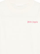 T-shirt per bambina Palm Angels Kids beige con logo sul davanti PGAA002S26JER003 002 PALM ANGELS KIDS 