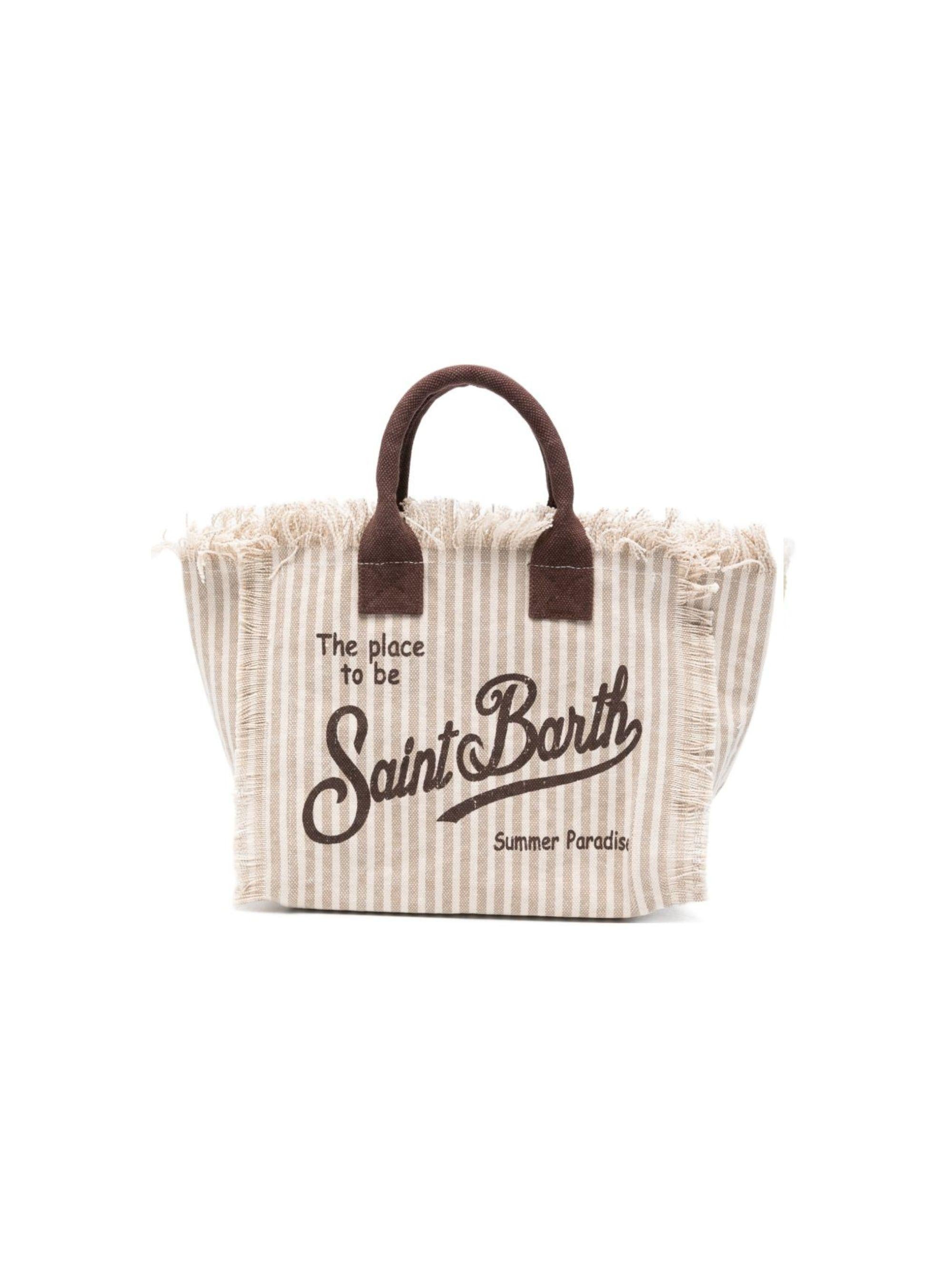 Borsa Colette MC2 Saint Barth bianca e beige con motivo a righe COL0001 03450L MC2 ST. BARTH KIDS 