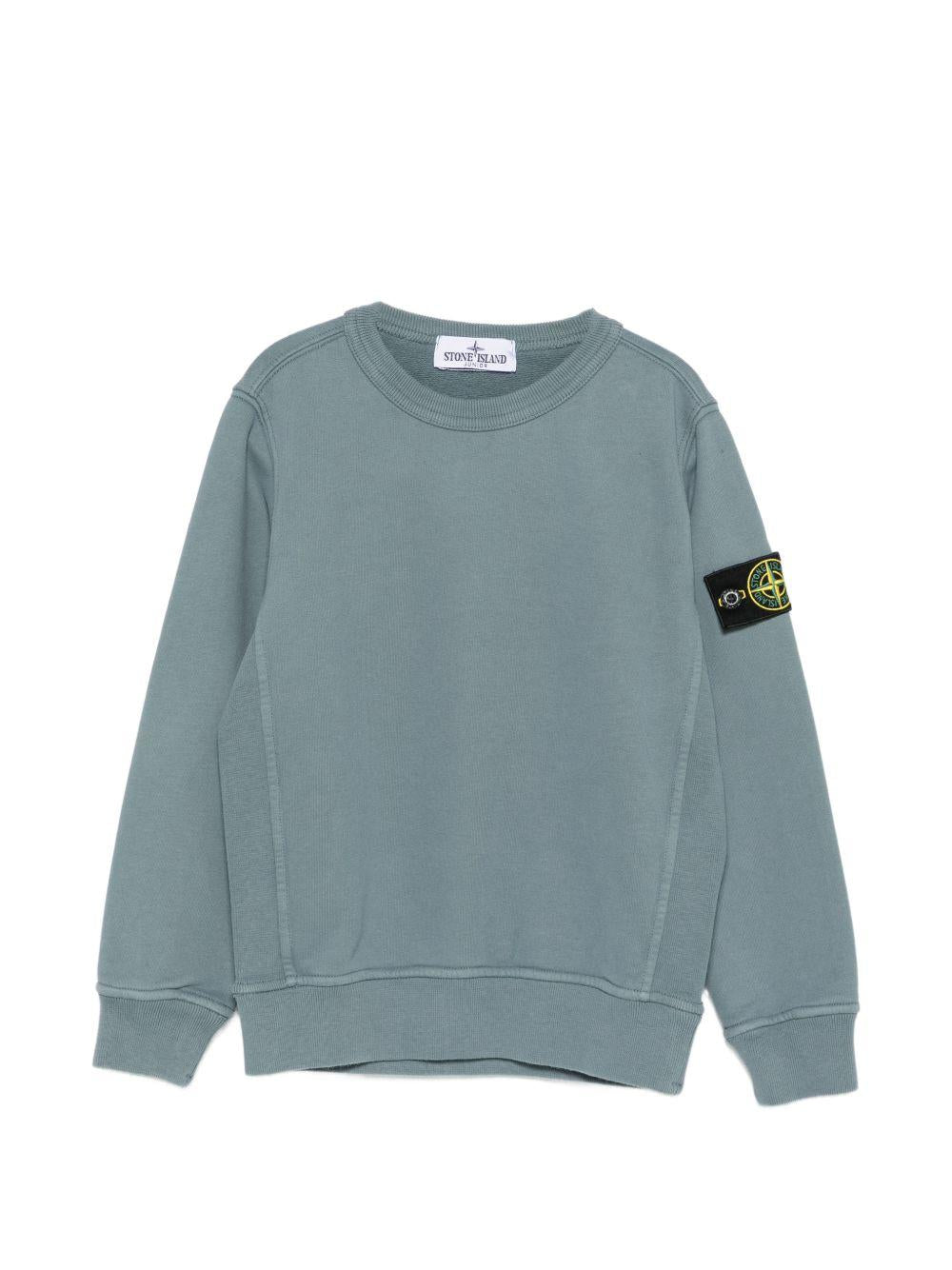 Felpa per bambino Stone Island Kids azzurra con distintivo Compass L2S166100001S0A20 V004B STONE ISLAND KIDS 