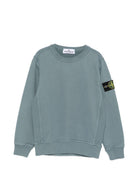 Felpa per bambino Stone Island Kids azzurra con distintivo Compass L2S166100001S0A20 V004B STONE ISLAND KIDS 