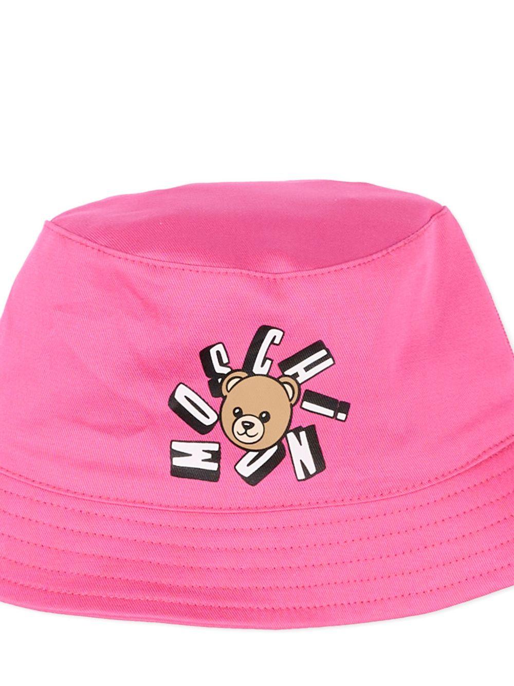 Cappello per neonata Moschino Kids fucsia con stampa Teddy Bear MNX057LPA01 50533 MOSCHINO KIDS 