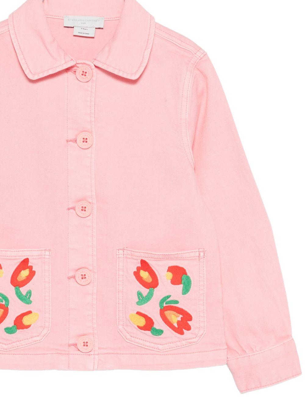 Giacca per bambina Stella McCartney Kids rosa con ricamo a fiori TY2A57 Z0156 509 STELLA McCARTNEY KIDS 
