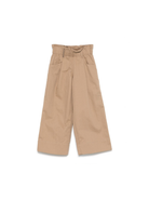 Pantaloni per bambina Brunello Cucinelli Kids beige in cotone con vita paperbag B0F48P238 C7554 BRUNELLO CUCINELLI KIDS 