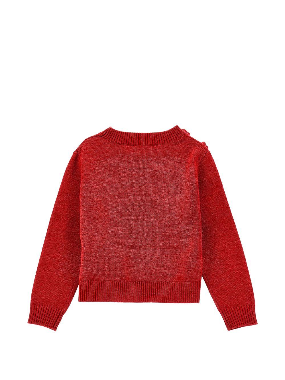 Maglione per bambina Monnalisa Kids rosso con ricamo fiori all'uncinetto sul davanti 17H602 8062 0043 MONNALISA KIDS 