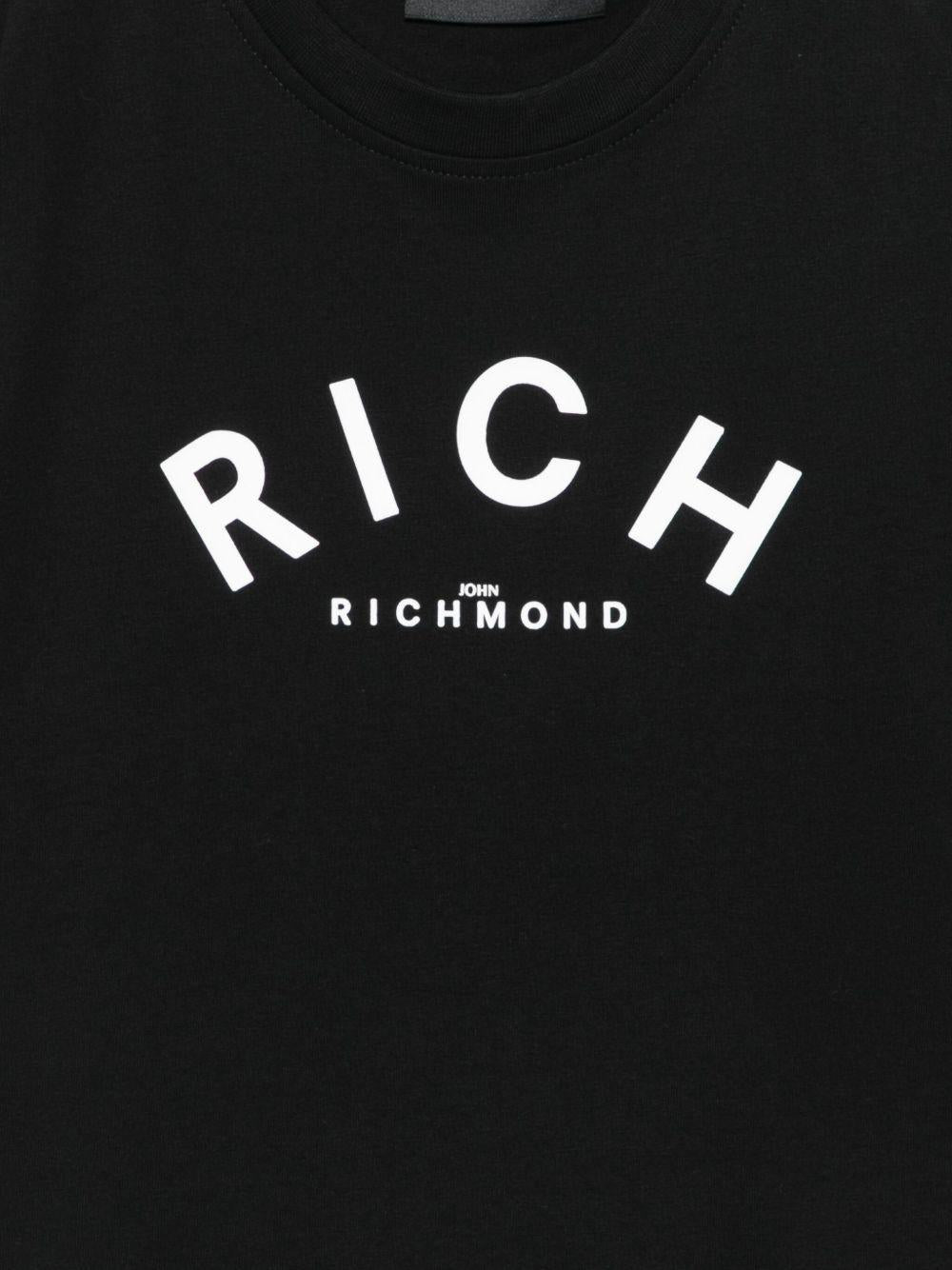T-shirt per bambino John Richmond Junior nero con logo a contrasto RBA25188TS BLACK JOHN RICHMOND JUNIOR 