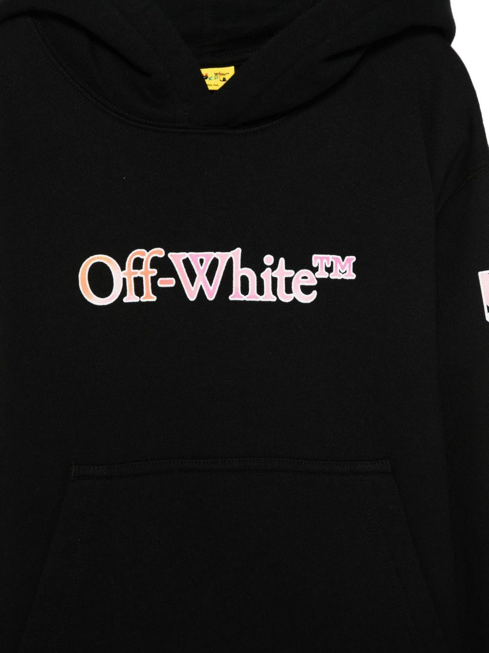 Abito per bambina Off-White Kids nero con stampa logo sul davanti OGDF003F25FLE001 1084 OFF WHITE KIDS 