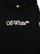 Abito per bambina Off-White Kids nero con stampa logo sul davanti OGDF003F25FLE001 1084 OFF WHITE KIDS 