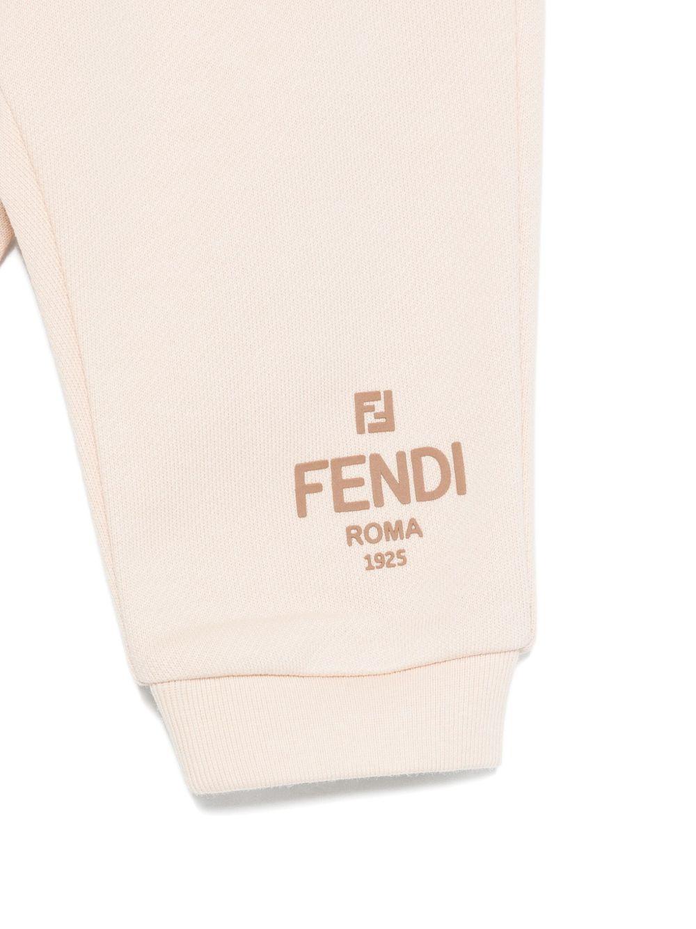 Pantaloni per neonato Fendi Kids beige con ricamo con logo BUF258 5V0 F1P2N FENDI KIDS 