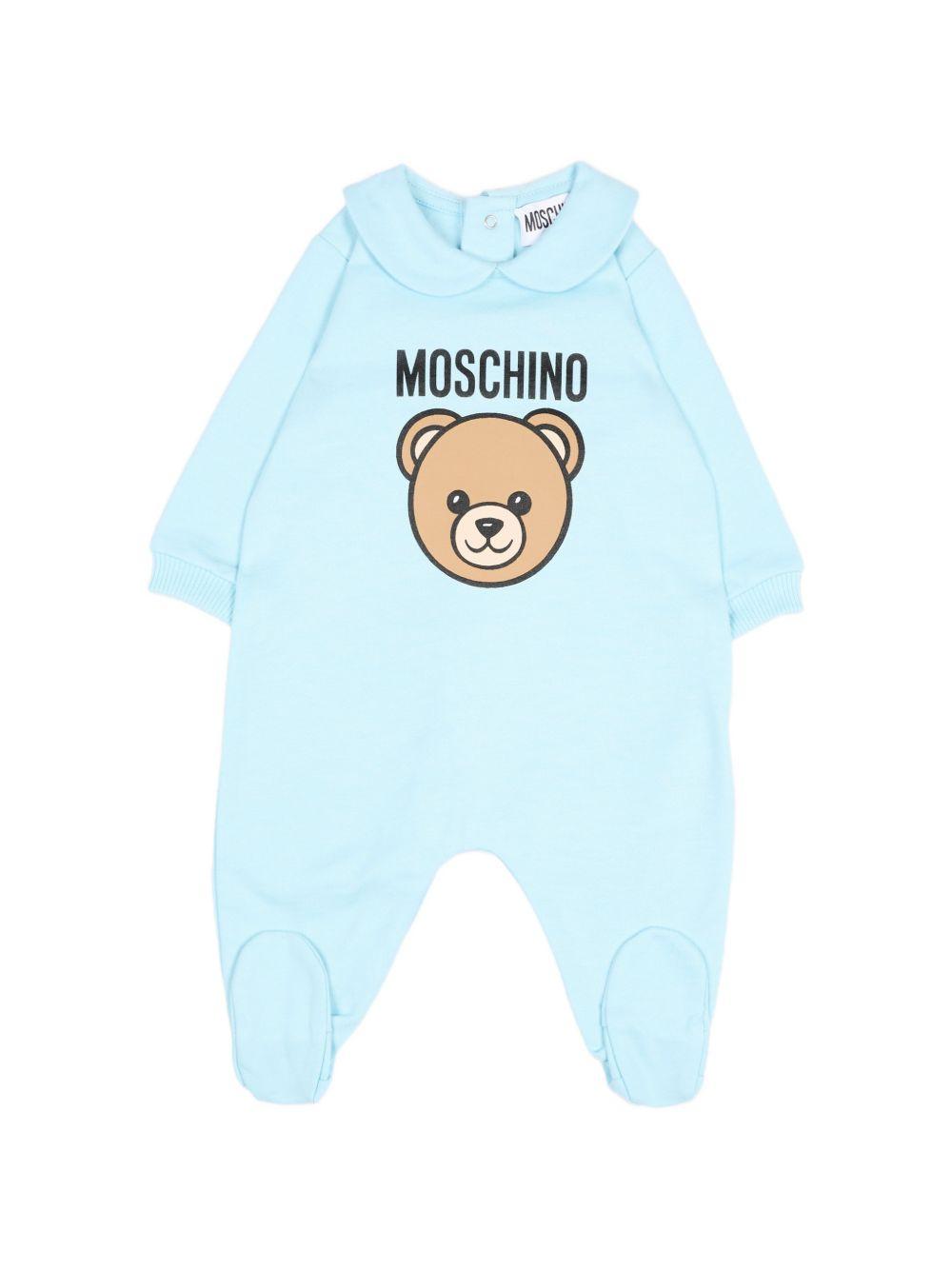 Tutina per neonato Moschino Kids azzurro con stampa Teddy Bear MUY09OLCA40 40304 MOSCHINO KIDS 