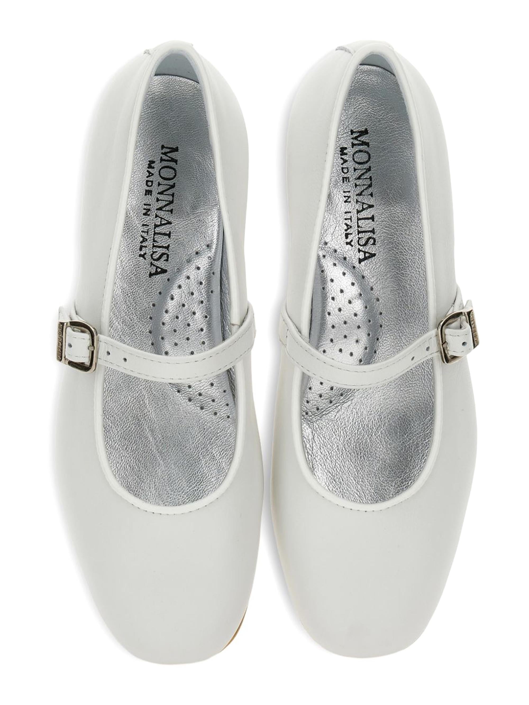 Ballerine per bambina Monnalisa bianche in pelle scamosciata con fibbia 87G007 7707 0001 MONNALISA KIDS 
