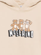 Felpa per bambini Moschino Kids beige con stampa tre Teddy Bear HQF07KLCA89 20829 MOSCHINO KIDS 