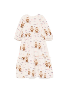 Abito per bambina Mini Rodini bianco con stampa grafica all-over e orlo dritto 2565011411 OFF-WHITE MINI RODINI 