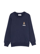 Felpa per bambini Moschino Kids blu con ricamo Teddy Bear HUF09XLCA19 40016 MOSCHINO KIDS 