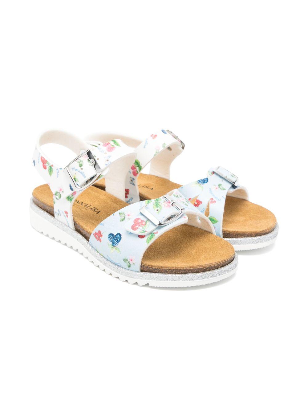 Sandali per bambina Monnalisa azzurro con stampa frutta all-over 8CE013 5720 9952 MONNALISA 