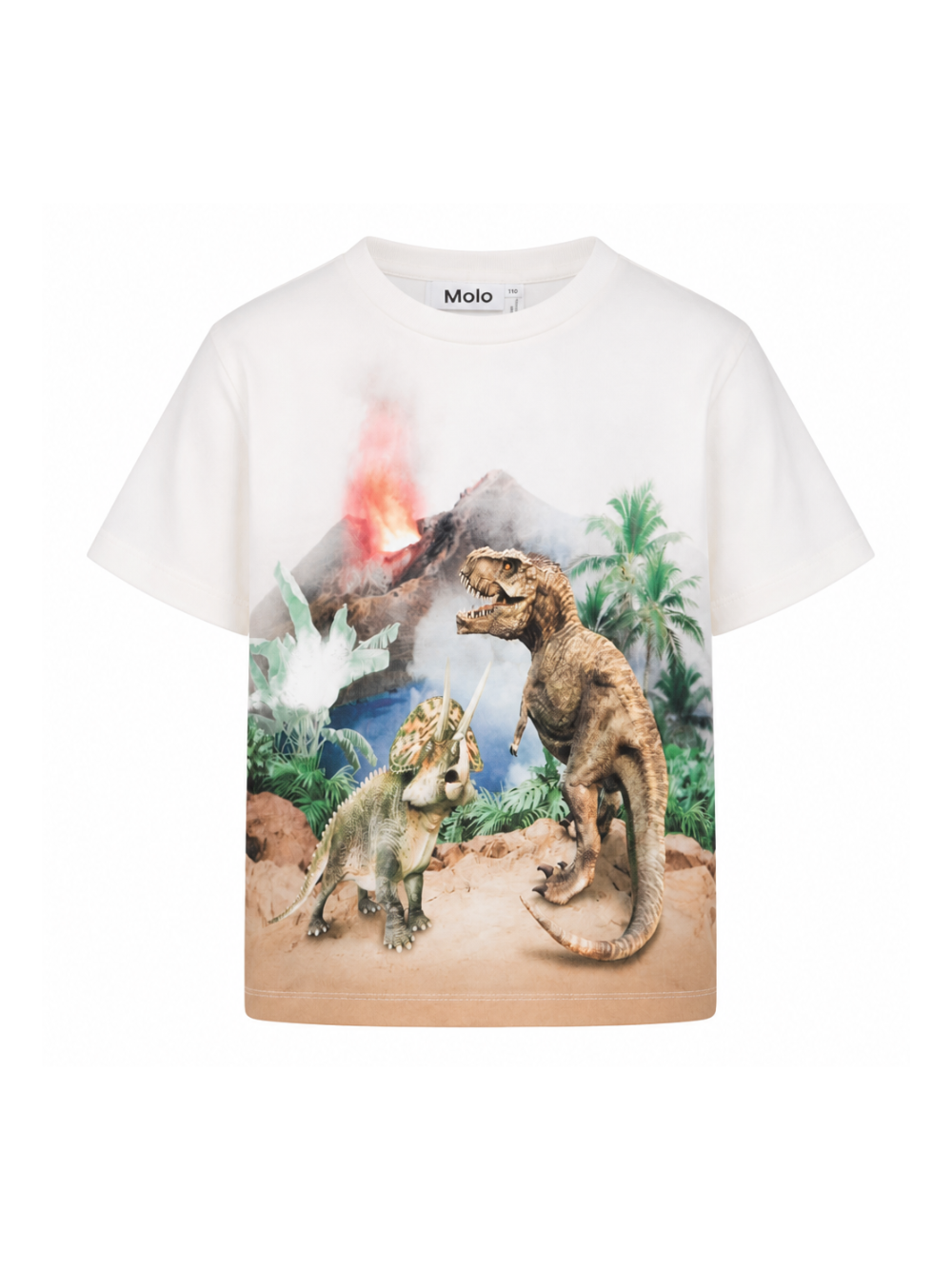 T-shirt per bambino Molo bianca con stampa grafica dinosauri 1S26A208 9900 MOLO KIDS 