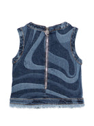 Top per bambina Emilio Pucci Junior denim con stampa grafica PY5B12 L0384 620 EMILIO PUCCI KIDS 