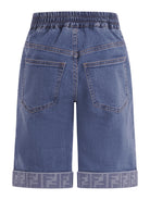 Pantaloni per bambina Fendi Kids denim con dettaglio monogramma FF JMF567 AVVU F0QG0 FENDI KIDS 
