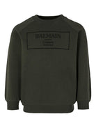 Felpa per bambino Balmain Kids verde con logo ricamato BX4P80 Z3183 762NE BALMAIN KIDS 