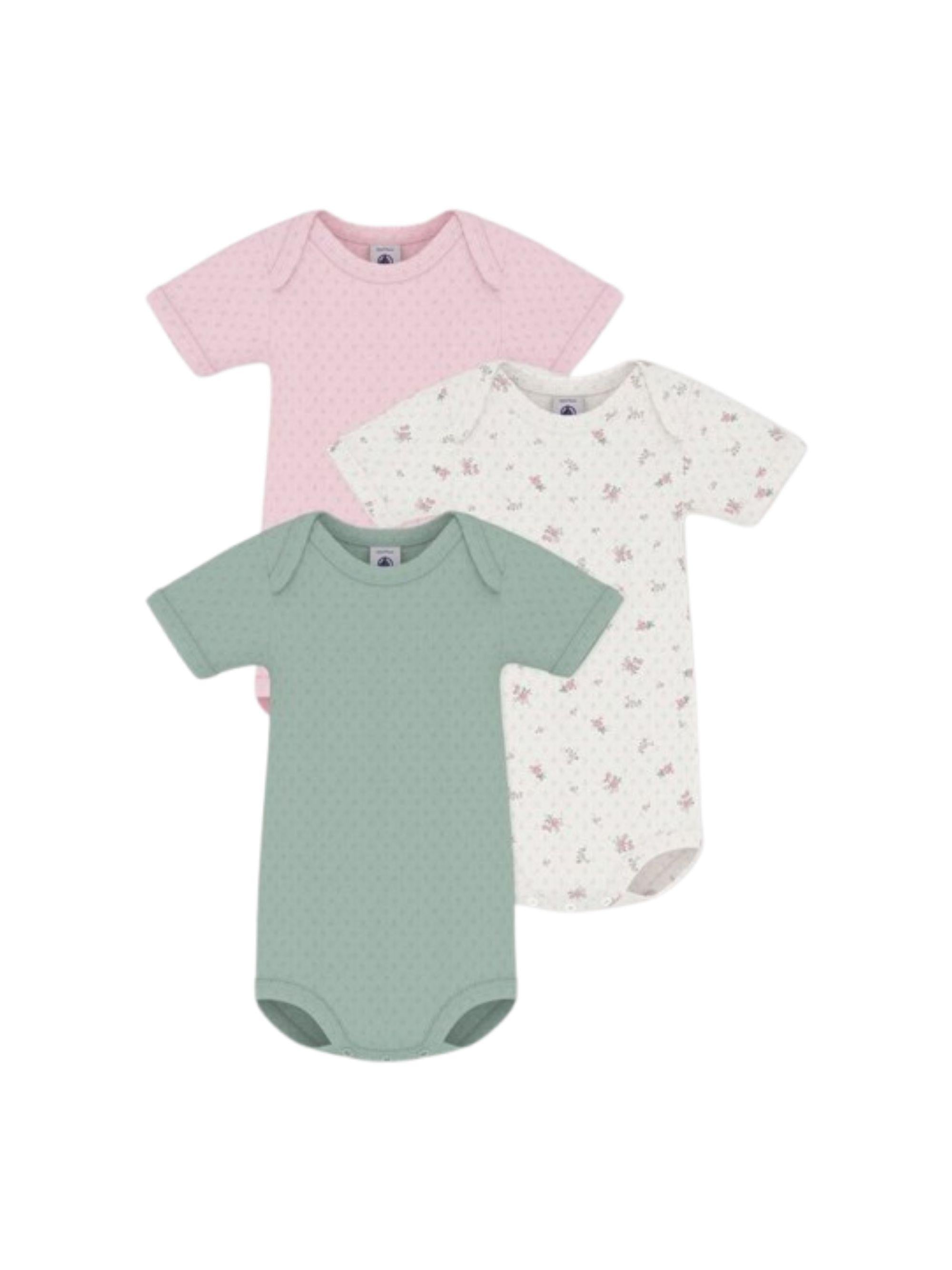 Set di tre body per neonata Petit Bateau multicolore con stampa floreale A0FOO 00 PETIT BATEAU 
