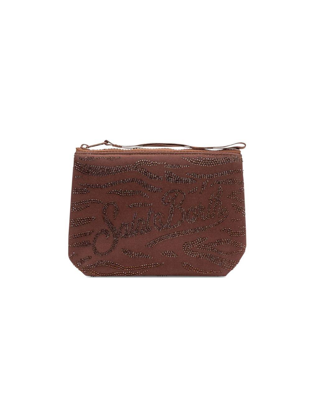 Pochette Aline MC2 Saint Barth marrone con strass ALI0032 09241L MC2 ST. BARTH KIDS 