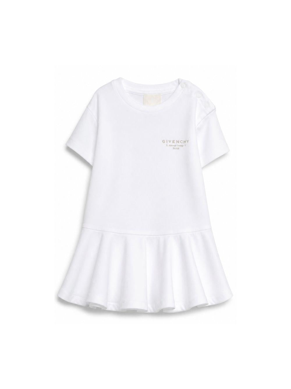 Abito per neonata Givenchy Kids bianco con logo sul davanti H31179 10P GIVENCHY KIDS 