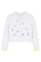 Cardigan per bambina Billieblush bianco con ricamo U21912 10P BILLIEBLUSH KIDS 