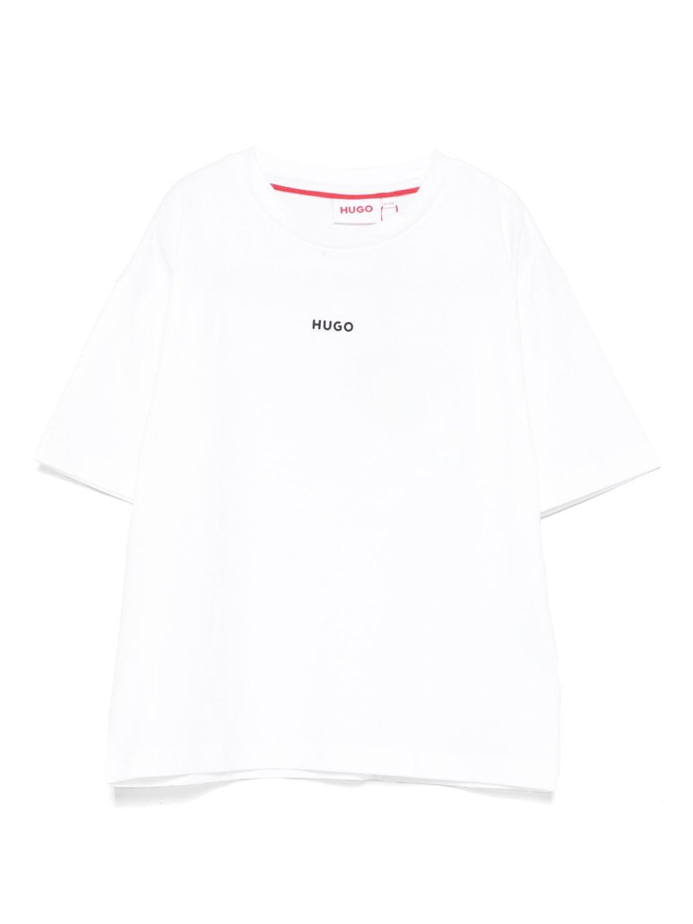 T-shirt per bambino Hugo Kids bianca con stampa con logo G00434 10P Hugo 