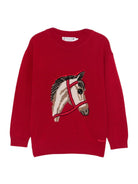 Maglione Jason per bambino Bonpoint rosso con ricamo cavallo N05BJUK00001 151 BONPOINT 