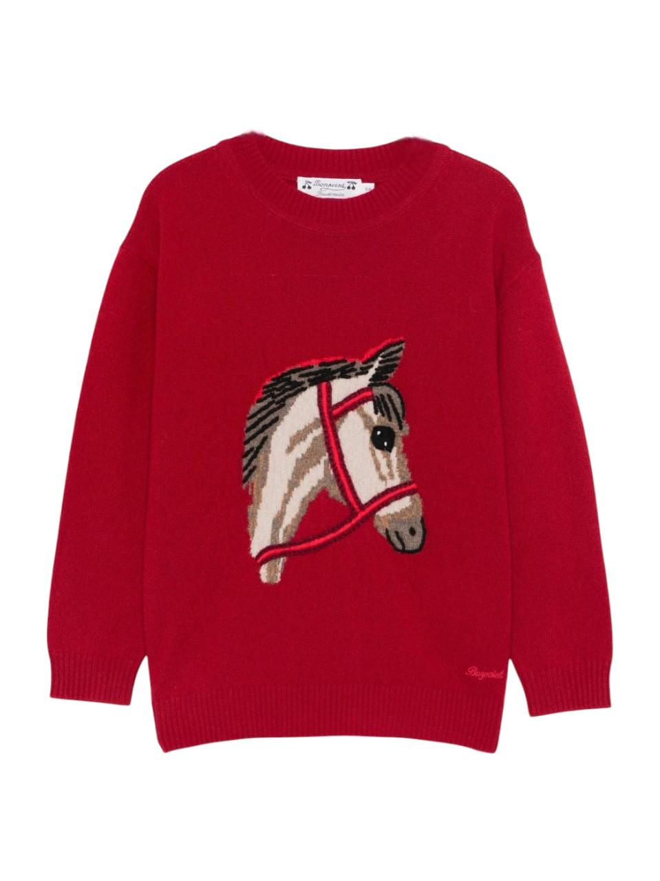 Maglione Jason per bambino Bonpoint rosso con ricamo cavallo N05BJUK00001 151 BONPOINT 