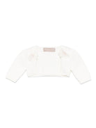 Cardigan per neonata La Stupenderia bianco in cotone con polsini a coste SJSS84 802 LA STUPENDERIA KIDS 