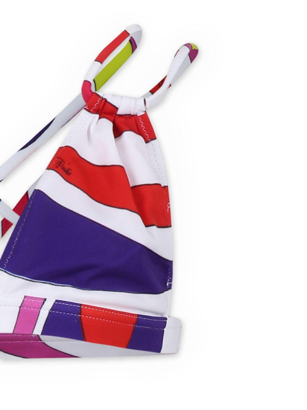 Bikini per bambina Emilio Pucci Junior multicolor con dettaglio con ruches e design classico PWCA29 J0281 101AR EMILIO PUCCI KIDS 