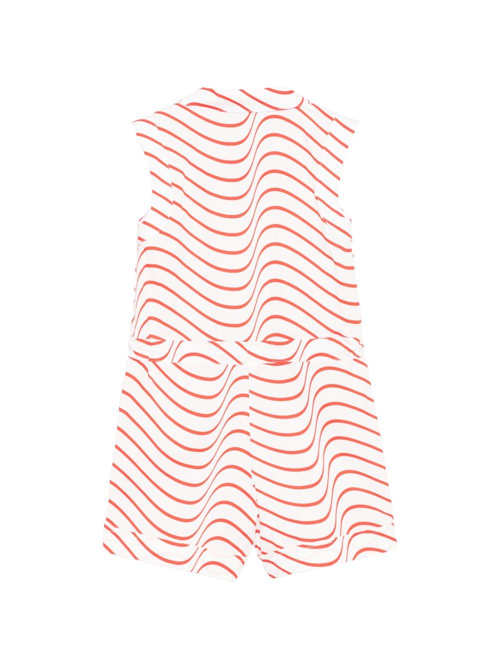 Tuta intera per bambina MSGM Kids bianca con motivo a onde rosse S6MSJGJS278 MS004 MSGM KIDS 