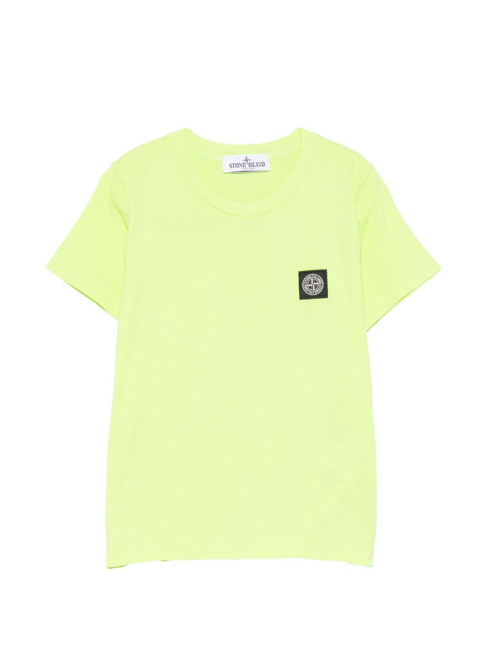 T-shirt per bambino Stone Island Junior verde con patch logo L1S162100002S0047 V005F STONE ISLAND JUNIOR 