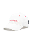 Cappello da baseball con ricamo per bambina Palm Angels Kids bianco con tesa curva PGLB001C99FAB001 0429 PALM ANGELS KIDS 