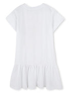 Abito con stampa Tiger per bambina Kenzo Kids bianco con orlo svasato K61025 10P KENZO KIDS 