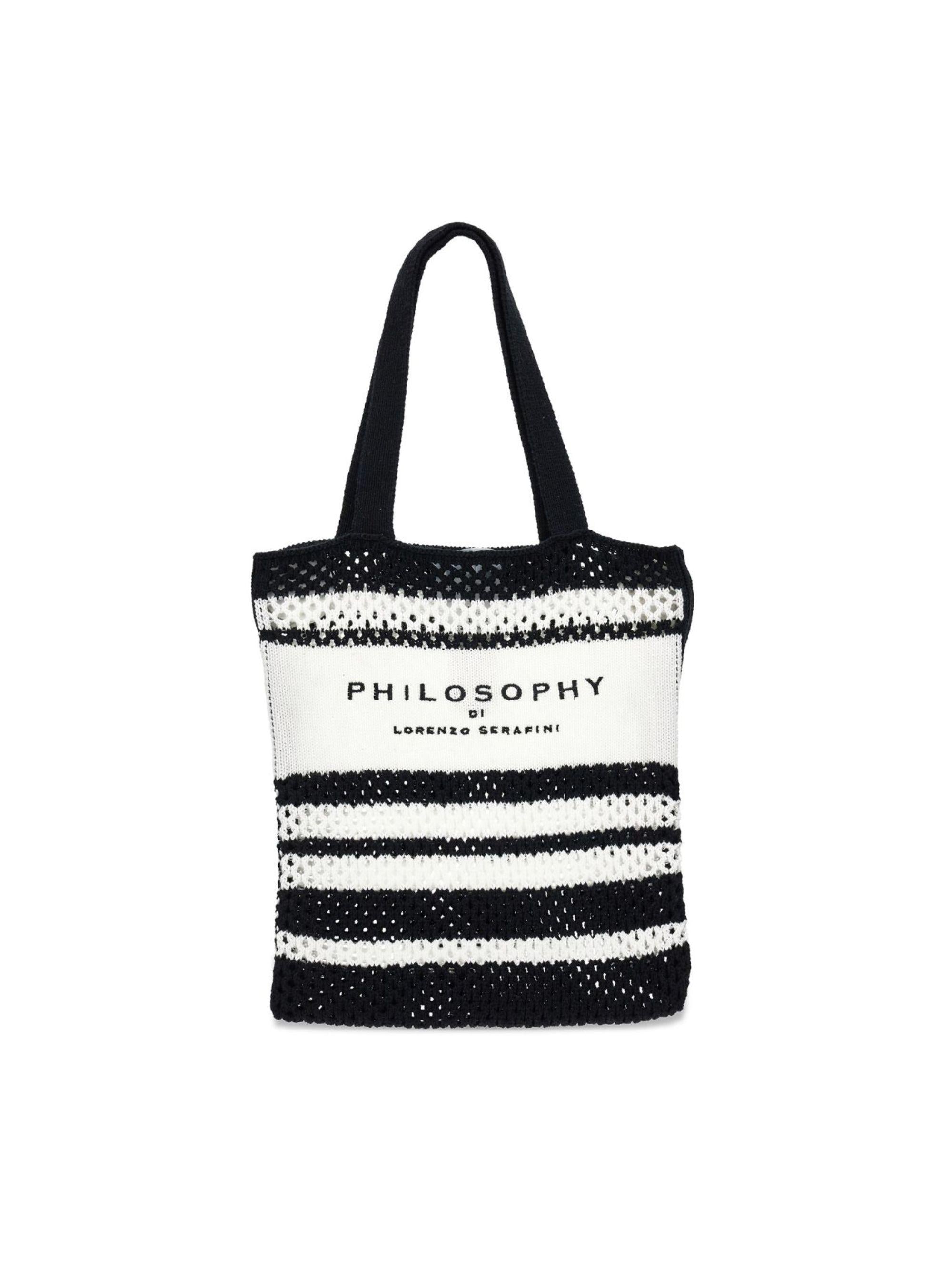 Borsa tote per bambina Philosophy di Lorenzo Serafini Kids nera con logo sul davanti I9G002 7030 0150 PHILOSOPHY KIDS 