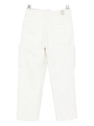 Pantaloni cargo per bambino Eleventy Kids bianchi con chiusura frontale con bottoni EX6P30 V0162 109 ELEVENTY KIDS 