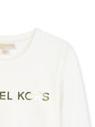 T-shirt per bambina Michael Kors Kids bianco con logo sul davanti R30488 117 MICHAEL KORS KIDS 