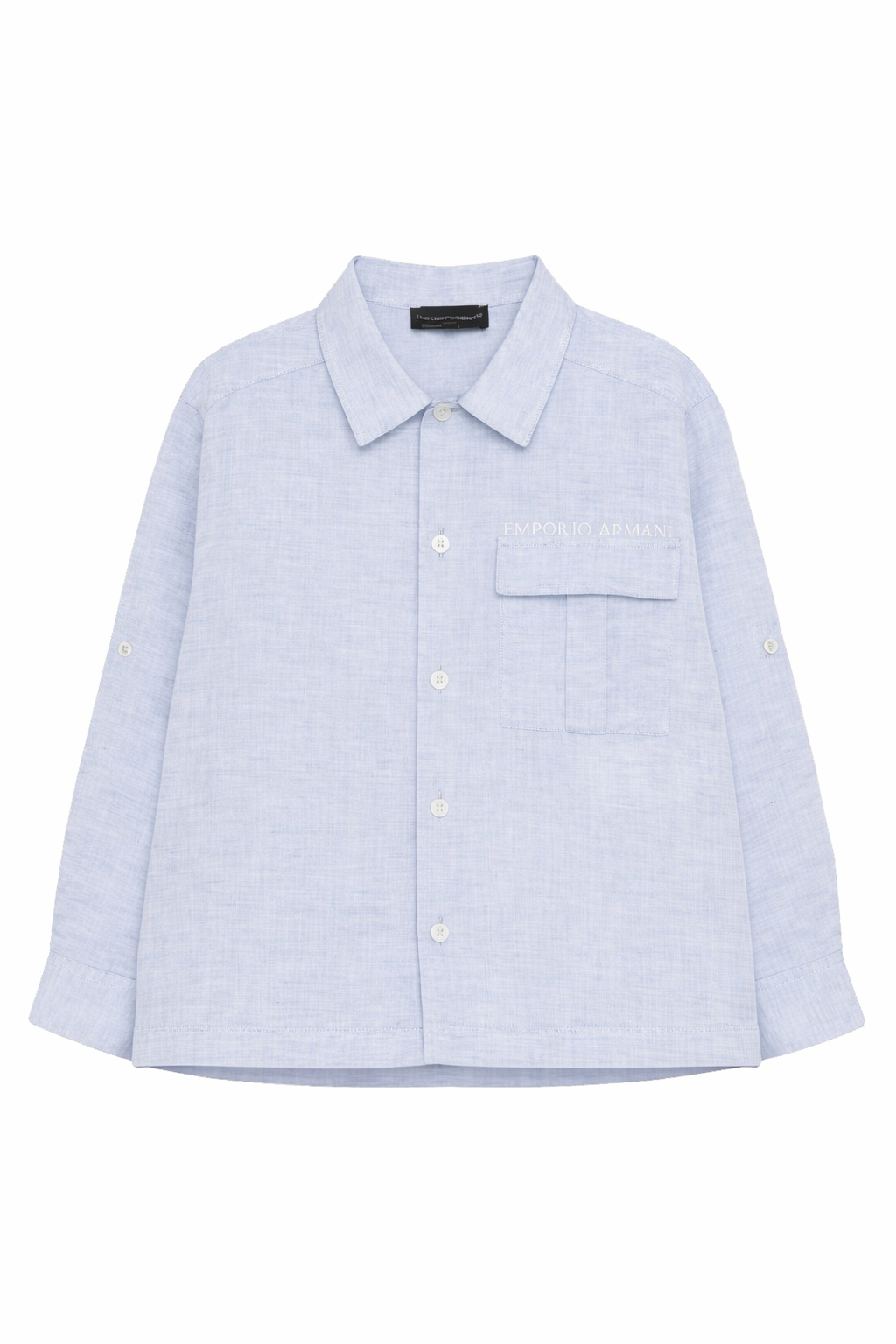 Camicia per bambino Emporio Armani Kids azzurra con logo ricamato sul davanti EB000971 AF20974 U9333 EMPORIO ARMANI KIDS 