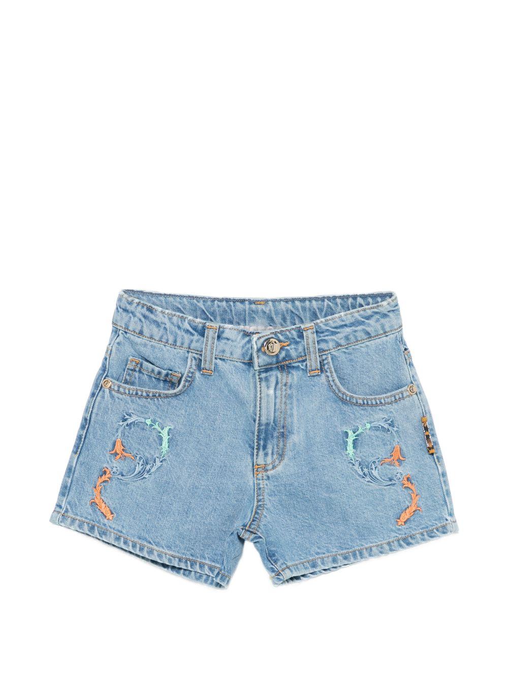 Shorts per bambina Just Cavalli Kids denim con dettagli ricamati sul davanti JGP26088SH D.BLUE MED ROBERTO CAVALLI KIDS 