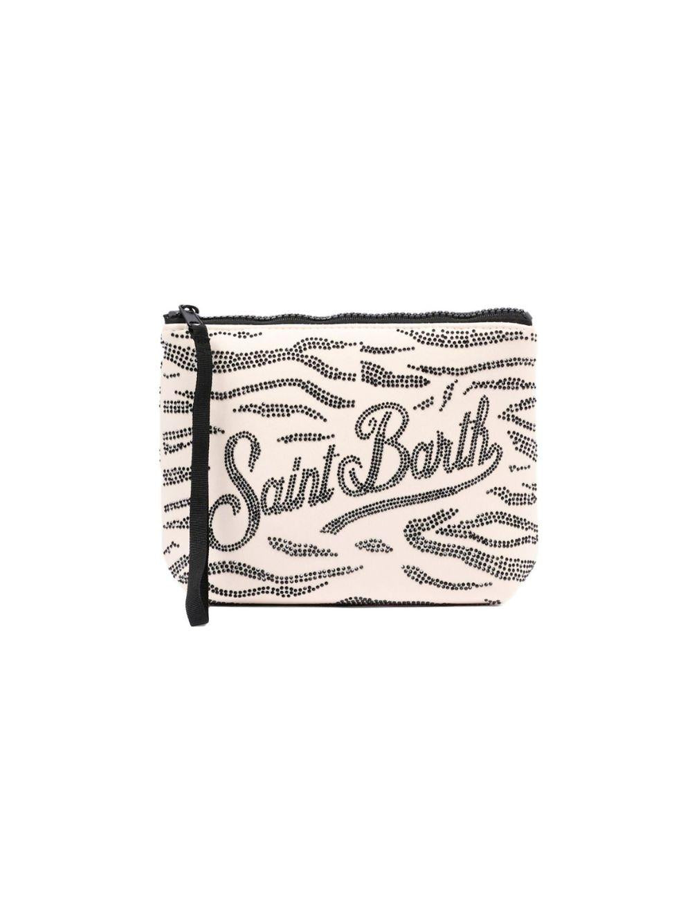 Pochette Aline Saint Barth animalier decorata con perline beige e marrone ALI0032 00271L MC2 ST. BARTH KIDS 