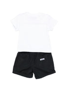 Set t-shirt e shorts per neonato Moschino Kids bianco e nero con stampa grafica sul davanti MOG00ALLA10 80359 MOSCHINO KIDS 