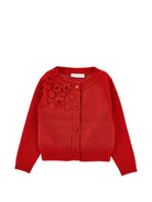 Cardigan per bambina Monnalisa Kids rosso con fiori ricamati all'uncinetto 17H802 8062 0043 MONNALISA KIDS 