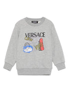 Felpa per bambino Versace Kids grigio con stampa Medusa 10185611A13256 2EG40 VERSACE KIDS 