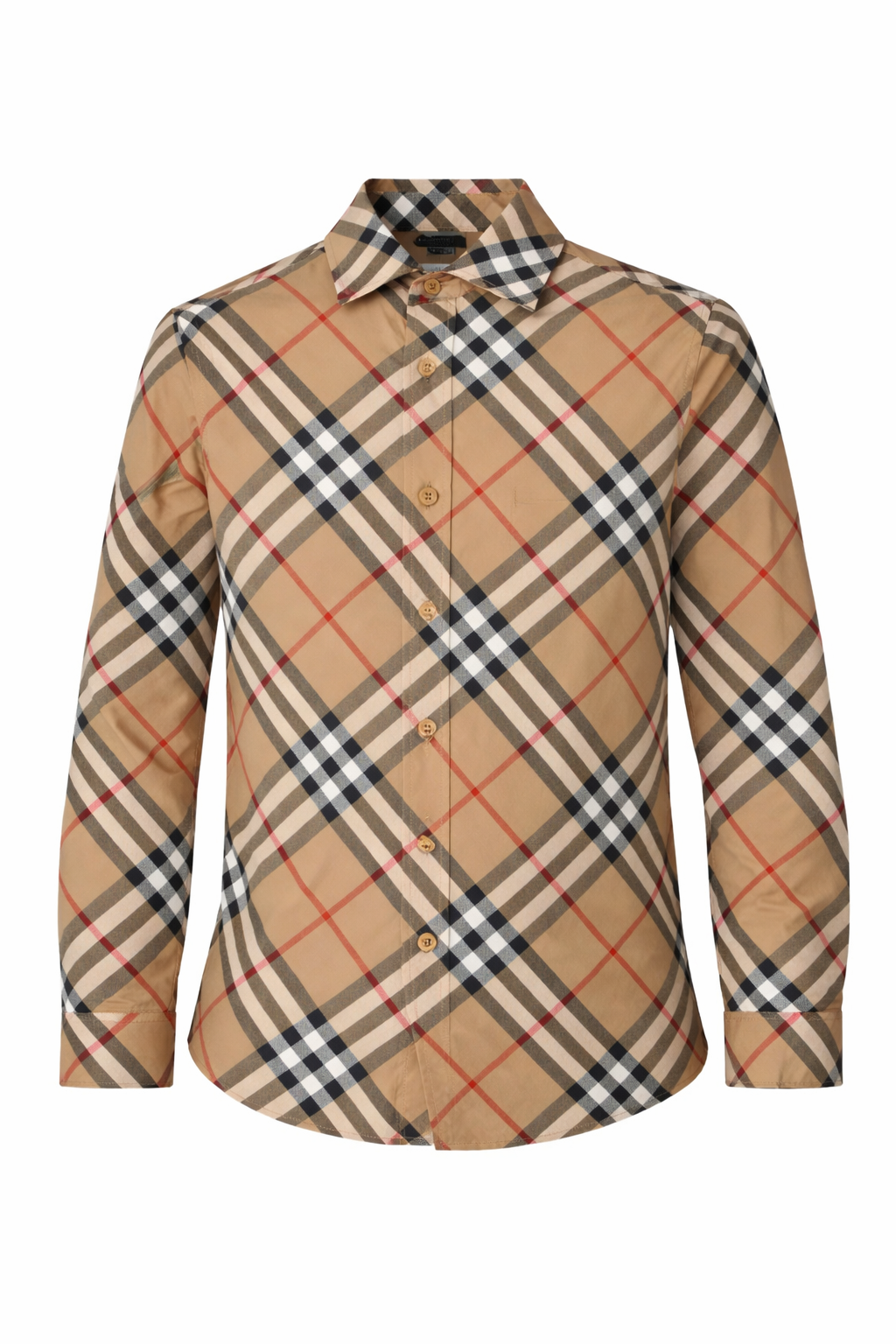 Camicia in cotone con motivo vintage check per bambino Burberry Kids beige con colletto alla francese 8088966 B9368 BURBERRY KIDS 