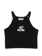 Top per bambina Moschino Kids nero con ricamo Teddy Bear HDM06ZLBA39 60100 MOSCHINO KIDS 