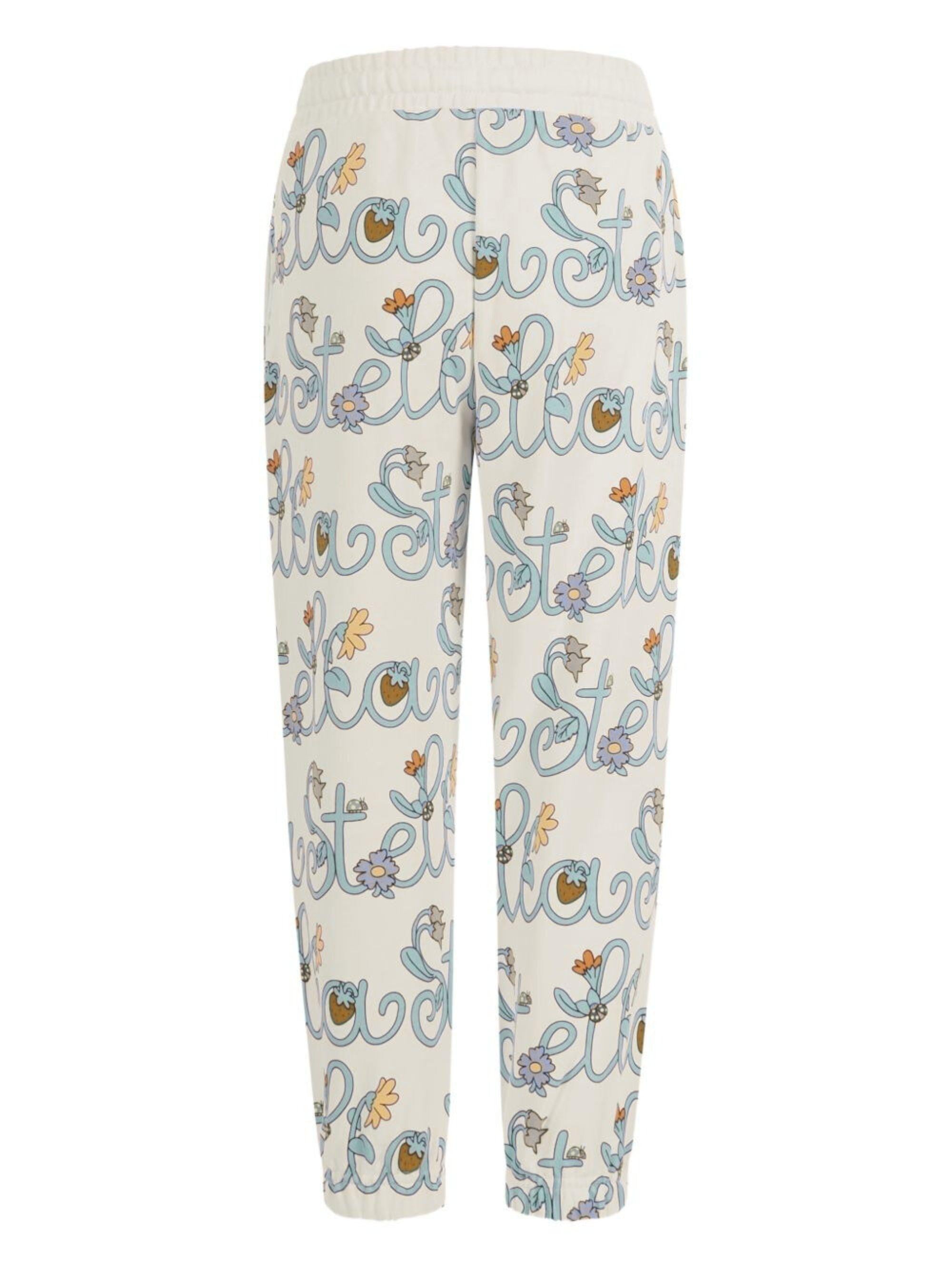 Pantaloni per bambina Stella McCartney Kids bianchi con logo all-over TY6E50 Z3422 101MC STELLA McCARTNEY KIDS 