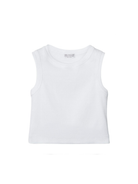 Canotta crop per bambina Brunello Cucinelli Kids bianco con scollo rotondo B0R41T852 C159 BRUNELLO CUCINELLI KIDS 