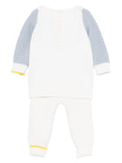 Set maglione e pantaloni per neonato Gensami Kids bianco con inserti grigi GPT-APE-WE OFF WHITE GENSAMI 